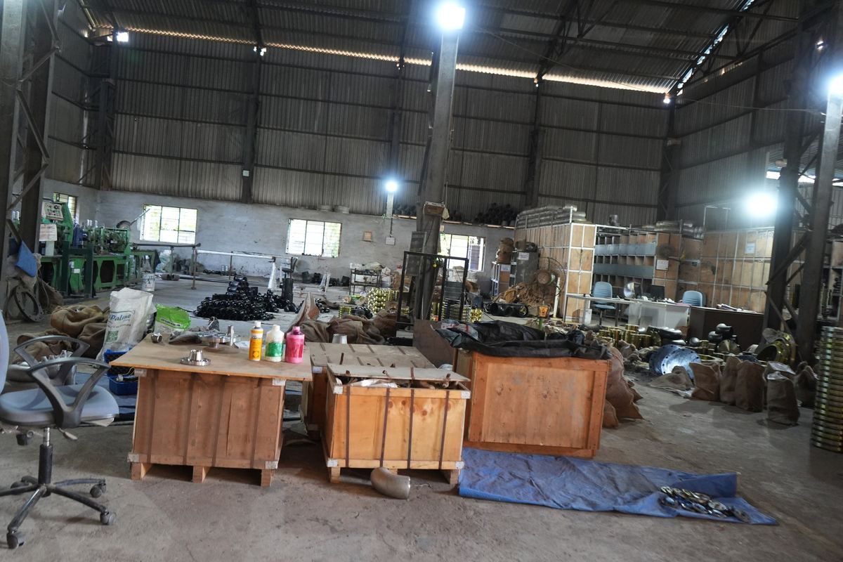Wooden export cases being packed in the RIC warehouse